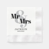 Grey and Black Mr & Mrs. Wedding Serviette (Vorderseite)