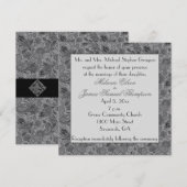 Grey and Black Paisley Wedding Einladung (Vorne/Hinten)