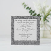 Grey and Black Paisley Wedding Einladung (Stehend Vorderseite)