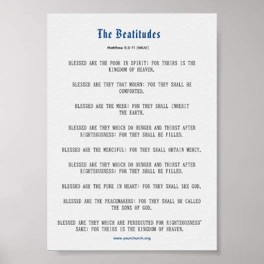 Grey and Blue Beatitudes Inspiration Poster (Vorne)