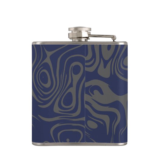 Grey and Blue Cool Abstract Pattern Personalised Flachmann (Rückseite)