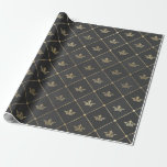 Grey and Gold Foil Paris Crown Geschenkpapier<br><div class="desc">Graues und goldenes Kronenpapier als Umhüllungspapier.</div>