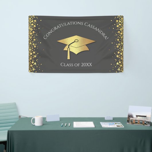 Grey and Gold Graduation Banner (Messeveranstaltung)