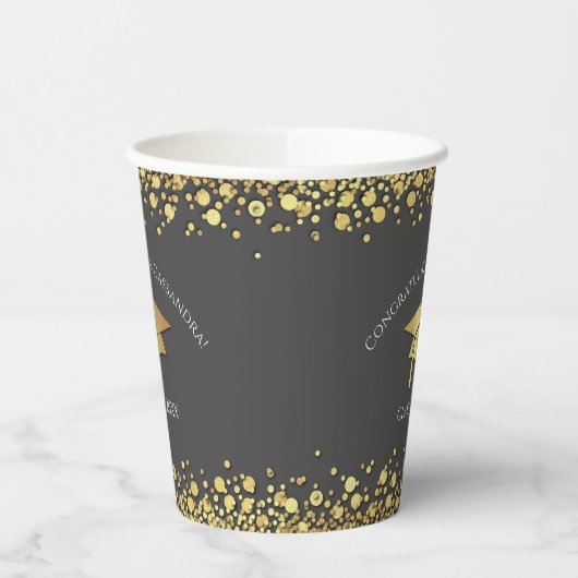 Grey and Gold Graduation Pappbecher (Links)