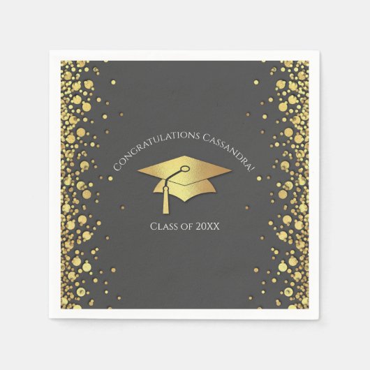 Grey and Gold Graduation Serviette (Vorderseite)