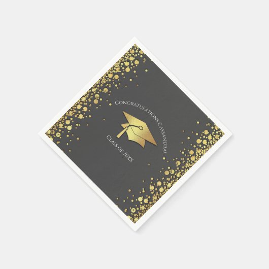 Grey and Gold Graduation Serviette (Ecke)
