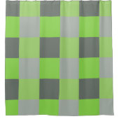 Grey and Lime Green Squares Duschvorhang (Vorderseite)