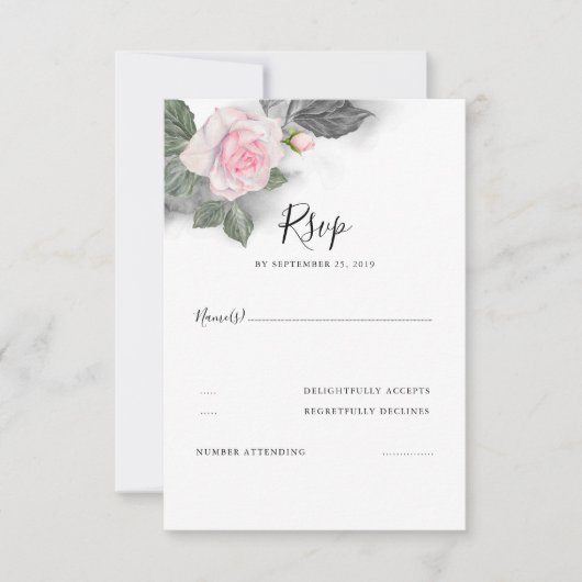 Grey and Pink Floral Wedding RSVP (Vorderseite)