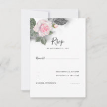 Grey and Pink Floral Wedding RSVP