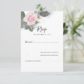 Grey and Pink Floral Wedding RSVP Karte (Stehend Vorderseite)