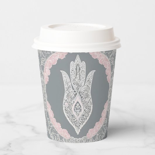 Grey and pink patterns AI art Pappbecher (Links)