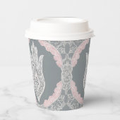 Grey and pink patterns AI art  Pappbecher (Vorderseite)