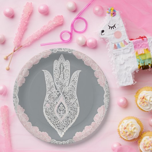 Grey and pink patterns AI art Pappteller (Party)