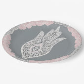 Grey and pink patterns AI art  Pappteller (Schrägansicht)