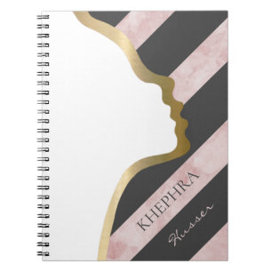 Grey And Pink Striped Notebook Notizblock