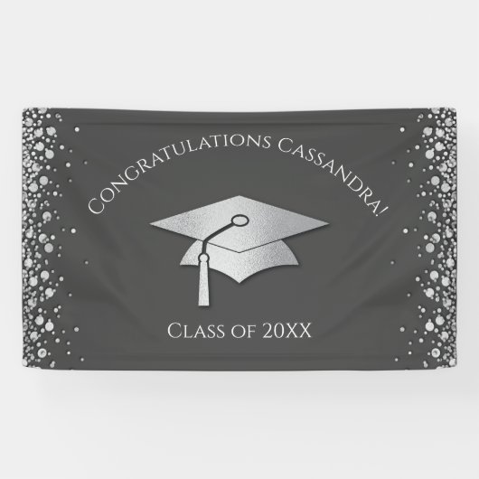Grey and Silver Graduation Banner (Horizontal)