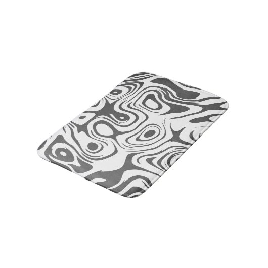 Grey and White Abstract Swirly Pattern Badematte (Schrägansicht)