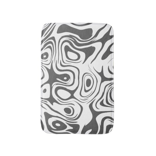 Grey and White Abstract Swirly Pattern Badematte (Vorderseite Vertikal)