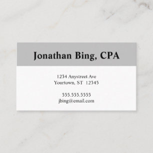Grey and White Accountant Finance Visitenkarte