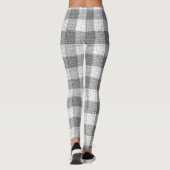 Grey and White Checkered Crosshatch Plaid  Leggings (Rückseite)