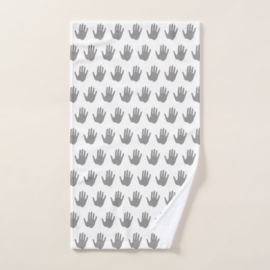 Grey and White Hand Print Pattern Handtuch (Handtuch)