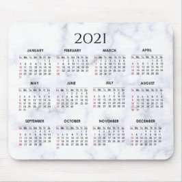 Grey and White Marble | Custom 2021 Calendar Mousepad
