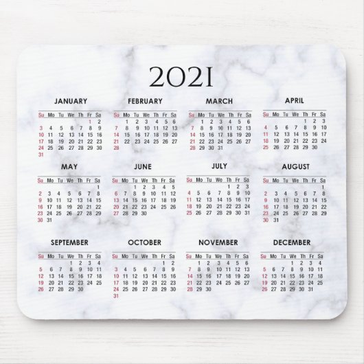 Grey and White Marble | Custom 2021 Calendar Mousepad (Vorne)