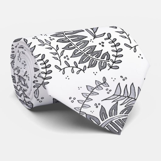 Grey and White Patterned Necktie Krawatte (Gerollt)