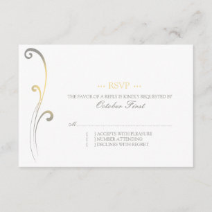 Grey and Yellow Faded Blüh Wedding RSVP Karte