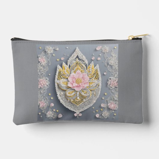 Grey and yellow floral patterns zubehörtasche (Rückseite)