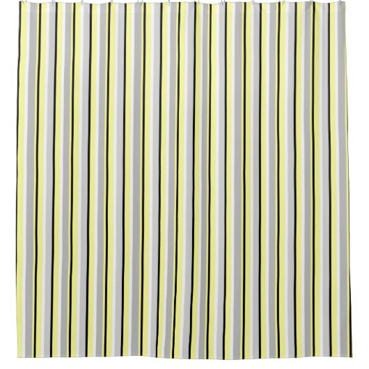 Grey and Yellow Stripes Duschvorhang (Vorderseite)