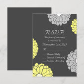 Grey and Yellow Zinnia Blume Wedding RSVP Karte (Vorne/Hinten)