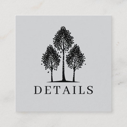 Grey Aspen Tree Wedding QR Begleitkarte (Rückseite)