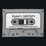 Grey Audio Cassette Tape Geschirrtuch<br><div class="desc">Grey vintage audio cassette tape. Vector icon with customizable colors. Custom text.</div>