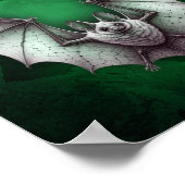 Grey Bat Wings Spread Spooky Green Cave Black Poster (Ecke)