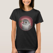Grey bird with pearl necklace and branch in beak T-Shirt (Vorderseite)