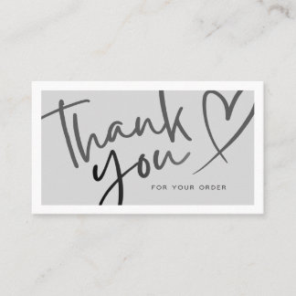 Grey / Black Aesthetic Thank You Card Telefonnummerkarte