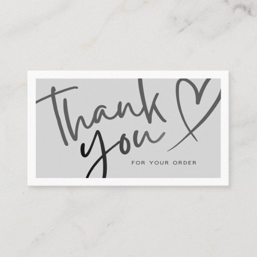 Grey / Black Aesthetic Thank You Card Telefonnummerkarte (Vorderseite)