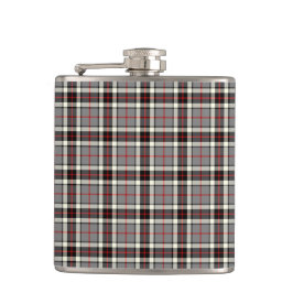 Grey, Black and Red Thompson Clan Formal Tartan Flachmann
