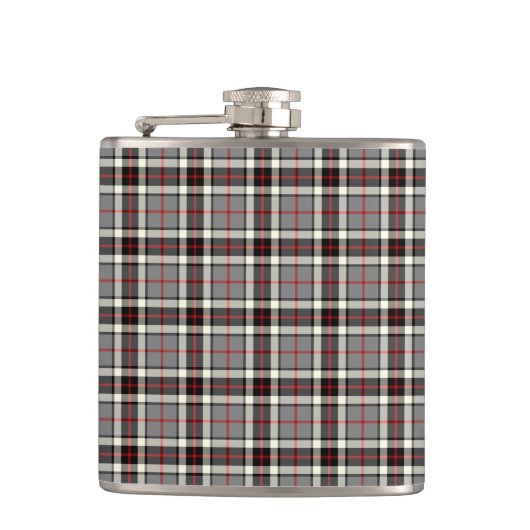 Grey, Black and Red Thompson Clan Formal Tartan Flachmann (Vorderseite)