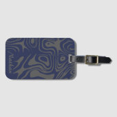 Grey Blue Abstract Liquid Pattern Personalised Gepäckanhänger (Vorderseite (Horizontal))