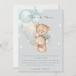 Grey Blue Bear Bear Bearly Wait Balloon Baby Dusch Dankeskarte