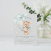 Grey Blue Bear Bear Bearly Wait Balloon Baby Dusch Postkarte (Stehend Vorderseite)