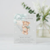 Grey Blue Bear Bear Bearly Wait Balloon Baby Dusch Postkarte