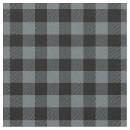 Grey Blue & Black Plaid Gingham Stoff