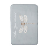 Grey Blue Bronze White Dragonfly Badematte (Vorderseite Vertikal)