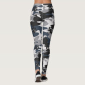 Grey Blue Light Crimson Cat Paw Camouflage Pattern Leggings (Rückseite)