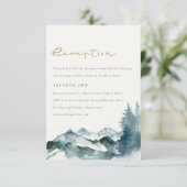 Grey Blush Blue Mountain Pine Hochzeit Empfang Begleitkarte (Stehend Vorderseite)