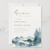 Grey Blush Blue Mountains Pine Save the Date Einladung (Vorderseite)