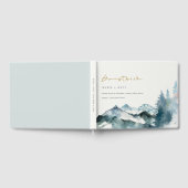 Grey Blush Green Blue Mountains Pine Wedding Gästebuch (Voll)
